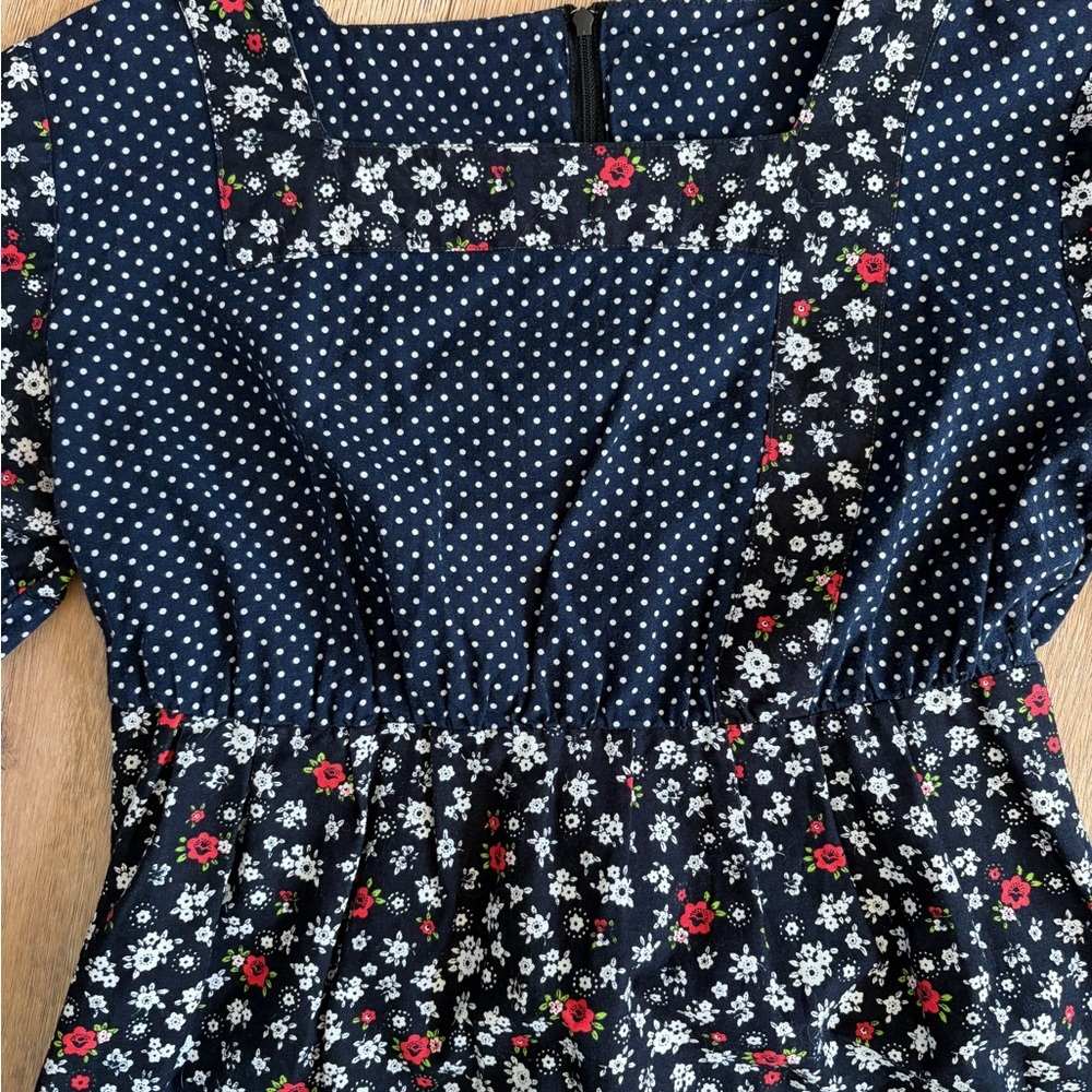 Vintage Prairie Floral Empire Waist Midi Dress Cottagecore Boho - Picture 4 of 8